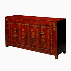 Red Lacquer Floral Sideboard
