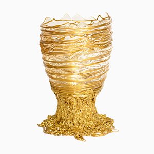 Klare und goldene Spaghetti Vase von Gaetano Pesce für Fish Design