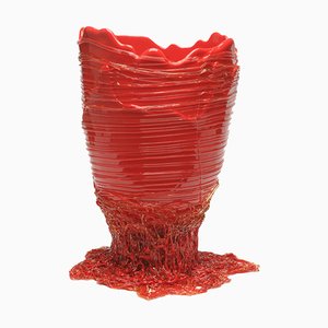 Vase Spaghetti Rouge Mat et Transparent par Gaetano Pesce pour Fish Design