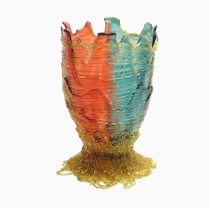 Clear Fuchsia, Aqua and Yellow Spaghetti Vase by Gaetano Pesce for Fish Design
