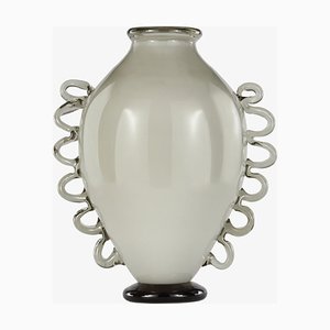Etched Murano Glass Vase with Handles by Martinuzzi for Venini