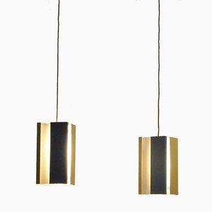 Dutch Mid-Century Tricolor Pendant Lamps from Anvia, Set of 2