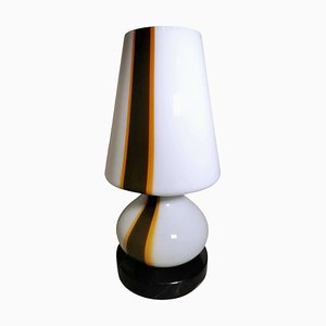 Lampe de Bureau Space Age en Verre de Murano Opalin et Marbre de Style Carlo Moretti