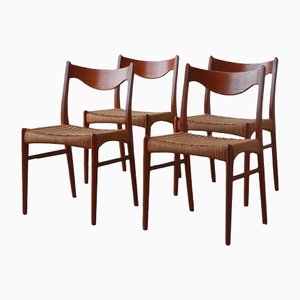 Rope and Teak GS60 Chairs by Arne Wahl Iversen, 1960s, Set of 4