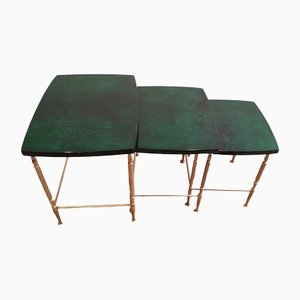 Tavolini ad incastro verdi di Aldo Tura, 1975, set di 3