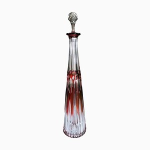 Botella francesa estilo Luis XVI de cristal rojo tallado a mano