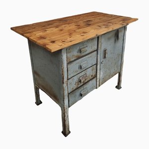 Industrial Steel and Wood Workbench