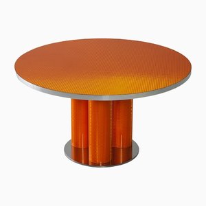 Reflectiver runder roter Tisch von Sebastiano Bottos für Bottos Design Italia