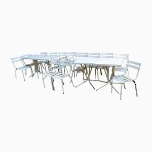 Table and Metal Garden Chairs, Set of 19