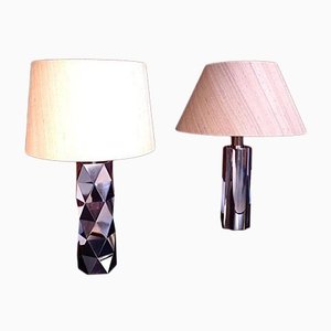 Italian Sculptural Chromed Metal Table Lamps, 1960s, Set of 2