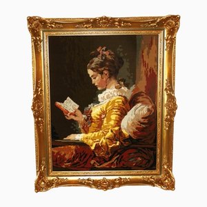 Tapisserie Représentant une Jeune Fille lisant à la manière de Jean-Honoré Fragonard