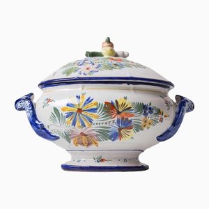 Large Hand Painted Terracotta Tureen by Montagnon, 1900s