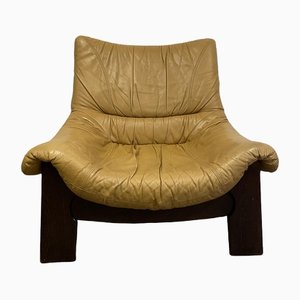 Vintage Stuhl aus Holz & Leder von Maison Regain, 1960er