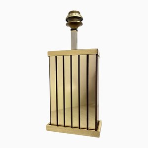 Mid-Century Cube Shaped Brass Table Lamp, 1970s