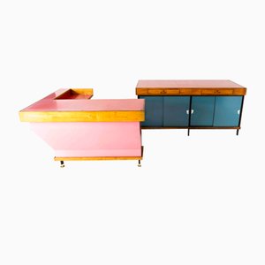 Large Vintage Italian Shop Counter in Pink and Blue, 1960s, Set of 2