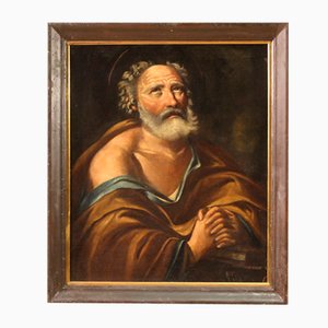 Religious Painting of Saint Peter, 17th-Century, Oil on Canvas, Framed
