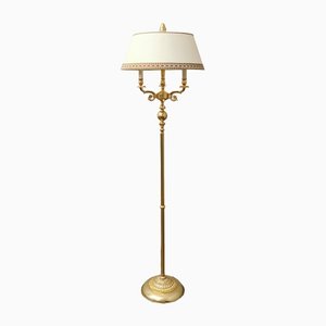 Floor Lamp in Brass, Aluminum & Golden Silk Metal, Italy, 1980s