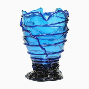 Clear Light Blue, Dark Blue Pompitu II Vase by Gaetano Pesce for Fish Design