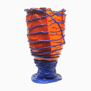 Vase Pompitu II Extracolor Orange Transparent, Orange Mat et Bleu Mat par Gaetano Pesce pour Fish Design