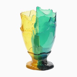 Klargelbe, smaragdgrüne Twins C Vase von Gaetano Pesce für Fish Design