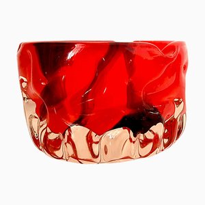 Posacenere Mid-Century in vetro di Murano rosso