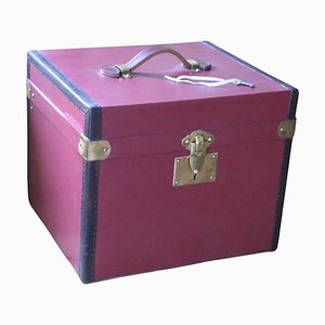 Cube Shape French Red Canvas Trunk, 1930s