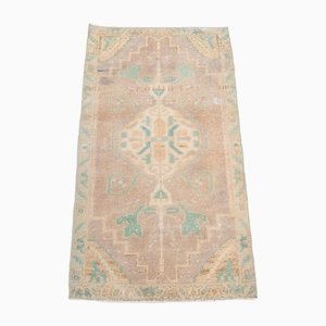Vintage Faded Cotton and Wool Rug