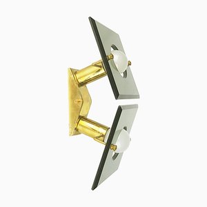 Mid-Century Italian Brass and Smoked Glass Sconce from Cristal Art