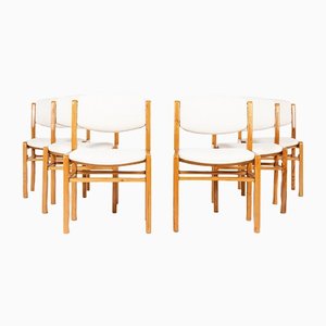 Weiße Bouclette Stühle aus Ulmenholz von Maison Regain, 1980, 6er Set