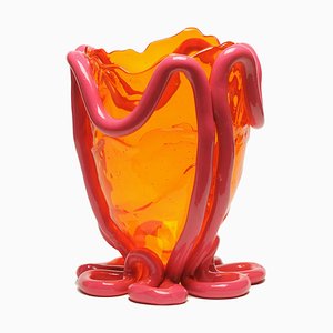 Clear Orange, Matt Fuchsia Indian Summer Vase by Gaetano Pesce for Fish Design