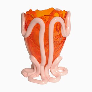 Clear Orange and Pastel Pink Indian Summer Vase by Gaetano Pesce for Fish Design