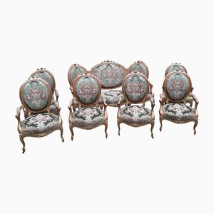 Louis Philippe 6 Armchairs & 1 Sofa, Set of 7
