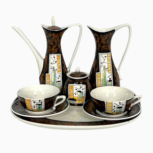 Mid-Century Ceramic Teapot Set by Alfa Ceramiche, Italy, 1950s, Set of 8