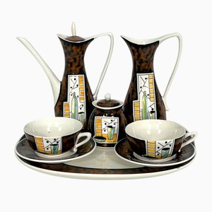 Set de Théière Mid-Century en Céramique par Alfa Ceramiche, Italie, 1950s, Set de 8
