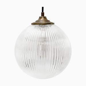 Lampes à Suspension Vintage en Verre Transparent et Laiton