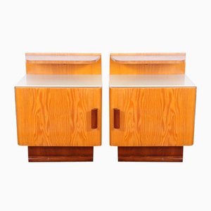 Bedside or Nightstand Tables with Opaxit Glass, 1950s, Set of 2