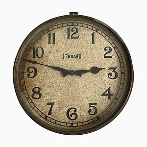 Horloge Murale Industrielle Vintage en Cuivre de Ferranti