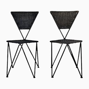 Mid-Century Modern Wicker Chairs from Sonett, Vienna, 1950s, Set of 2