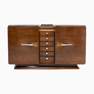 Art Deco Buffet in Walnut and Black Marble, France, 1930s