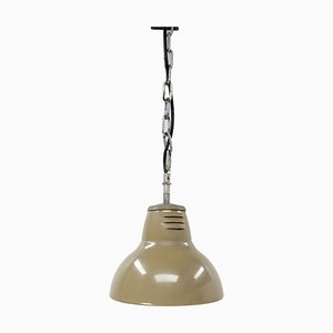 Lampe à Suspension Style Holophane en Verre et Tôle, France, 1960s
