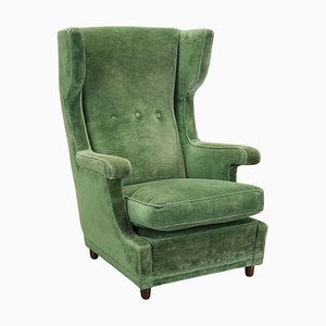 Green Velvet Armchair from Lev & Lev, 1950s