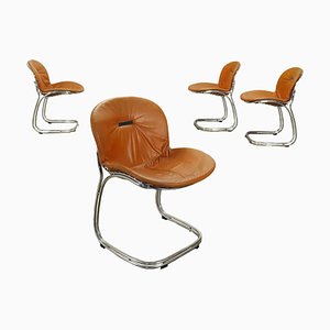 Sabrina Leather Chairs by Gastone Rinaldi for Rima, Italy, 1960s, Set of 4