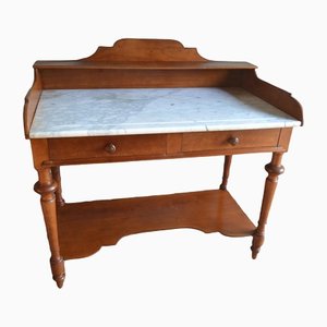Antique Mahogany Side Table with Marble Top
