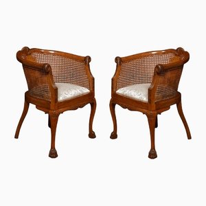 Walnut Bergere Armchairs, Set of 2