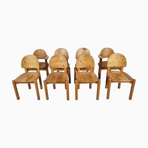 Pine Wood Dining Chairs for Hirtshals Savvaerk, 1980s, Set of 8