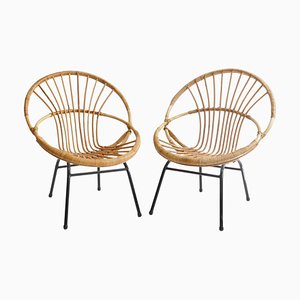Mid-Century French Rattan Chairs, France, 1950s, Set of 2