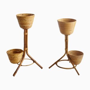 Supports pour Plantes en Bambou et Rotin, Italie, 1950s, Set de 2