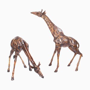 Giraffe in bronzo, XX secolo, set di 2