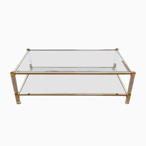 Rectangular Glass Coffee Table Attributed to P. Vandel, 1970s