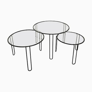 Round Wire Fly Line Nesting Tables, Italy, 1970s, Set of 3